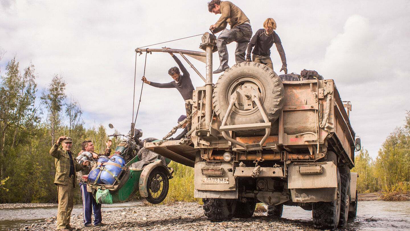 Evacuated by the big Ural truck